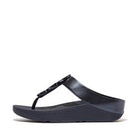 Women Metallic Midnight Navy Bead-Circle Metallic Toe-Post Sandals