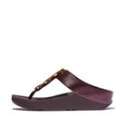 Women Metallic Plumberry Bead-Circle Metallic Toe-Post Sandals