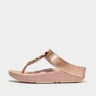 Women Rose Gold Bead-Circle Metallic Toe-Post Sandals