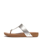 Women Silver Metallic-Leather Toe-Post Sandals