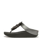 Women Pewter Black  Bauble-Bead Toe-Post Sandals