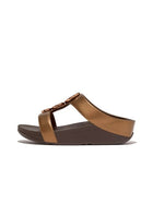Women Bronze Bead-Circle Metallic H-Bar Slides