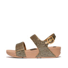 Women Old Gold  Glitterball Back-Strap Synthetic Leather & Textile Sandals