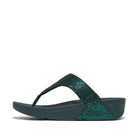 Women Metallic Deep Teal  Glitterball Toe-Post Synthetic Leather & Textile Sandals