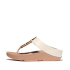Women Paris Beige  Resin-Hoop Leather Toe-Post Sandals