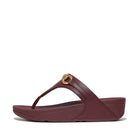 Women Deep Maroon  Chunky-Snaffle Leather Toe-Post Sandals