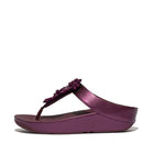 Women Metallic Mauve Wine Rumba Starburst-Bead Metallic Toe-Post Sandals