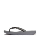Women Grey Multi-Crystal Ergonomic Flip-Flops