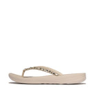 Women Stone Beige Multi-Crystal Ergonomic Flip-Flops