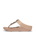 Women Classic Beige  Crystal-Jewel Toe-Post Sandals