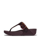 Women Plumberry  Crystal-Buckle Leather Toe-Post Sandals
