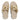 Women Beige Gold Leather  Slides