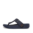 Men Navy Leather Flip Flops