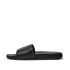 Men All Black Ergonomic Leather Slides