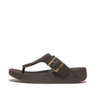 Men Chocolate Brown   Buckle Weave Leather Toe-Thongs
