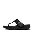 Men All Black Trakk  Buckle Embossed-Leather T/Post Sandals