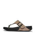 Men Taupe Trakk  Buckle Embossed-Leather T/Post Sandals
